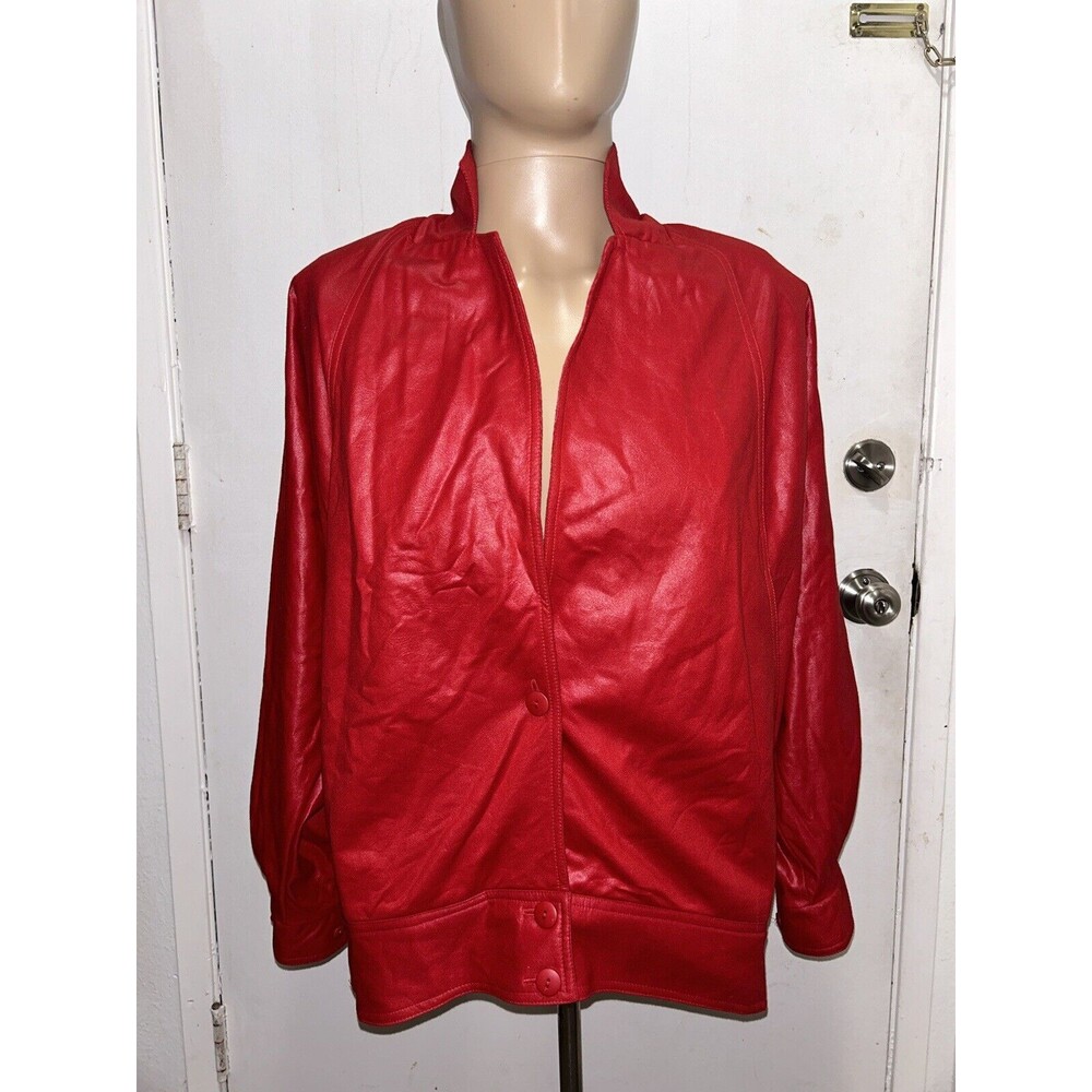 Vtg 80’s Red Lipstick Full Zip Jacket Coat Retro Pierre Lamonte Women's Sz 6